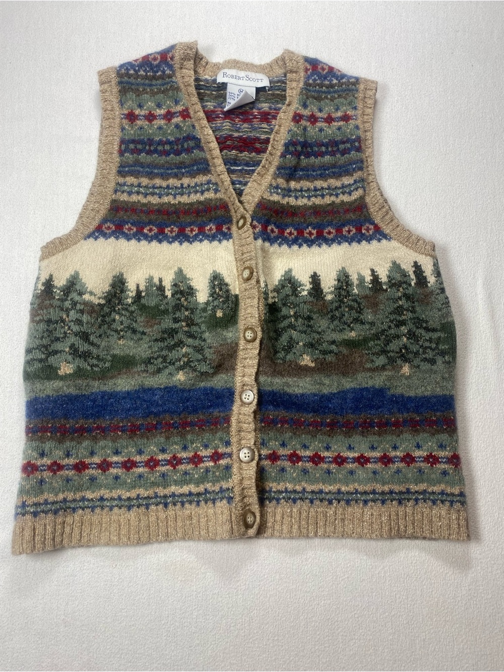 Robert Scott Wool and Silk Grandpa Knit Sweater Vest size Medium